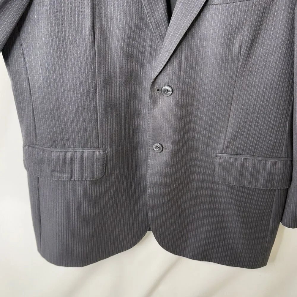 Saks Fifth Avenue Ermenegildo Zegna Mens Blazer 42S Grey Wool Sport Coat Stripe